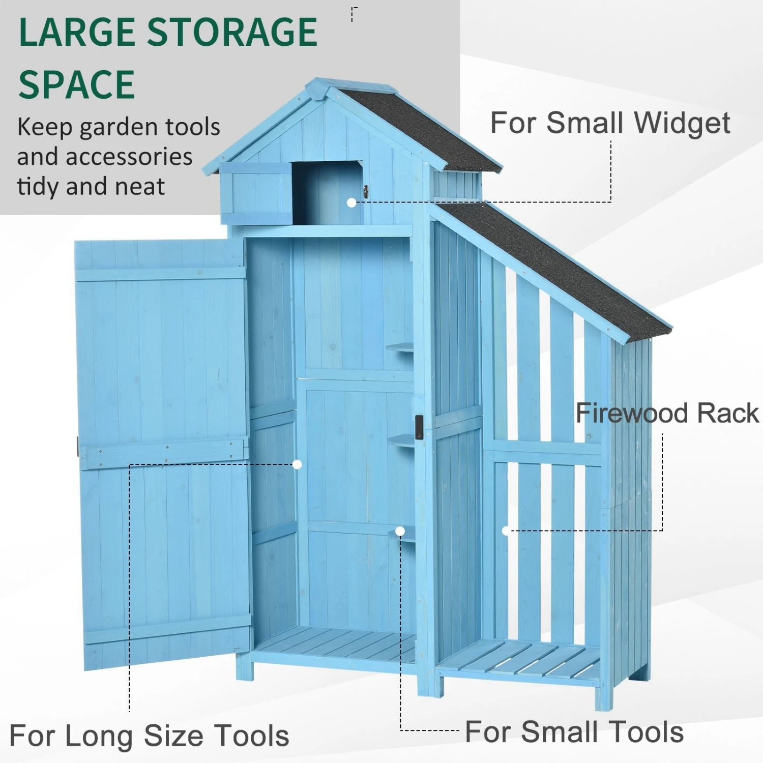 OUTSUNNY Garden Storage Shed - Blue 3 OUTSUNNY Garden Storage Shed - Blue - Image 3