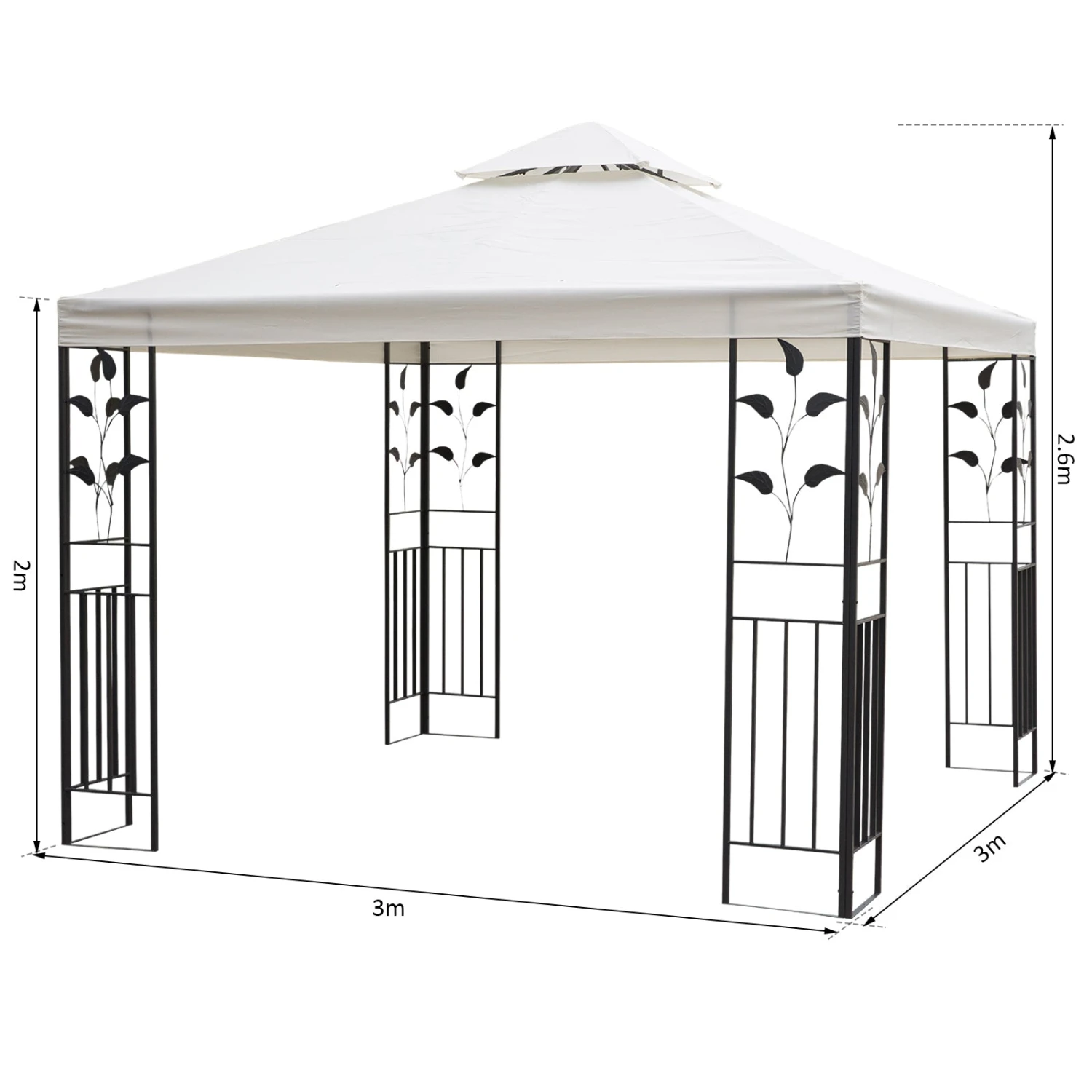 OutSunny 3x3 Garden Gazebo - Cream 3 OutSunny 3x3 Garden Gazebo - Cream - Image 3