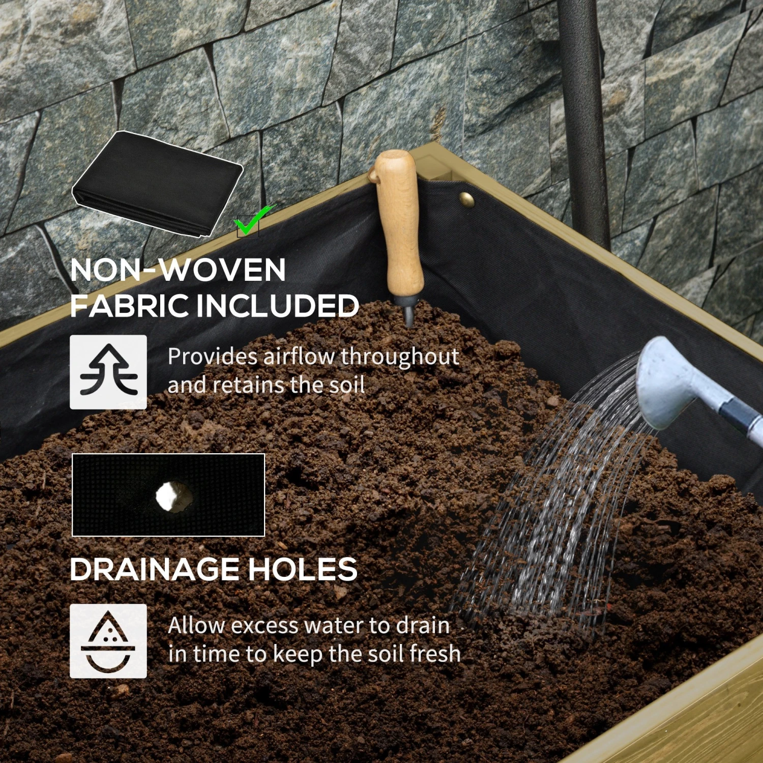 Outsunny Raised Garden Bed Elevated Wood Planter Box 5 Outsunny Raised Garden Bed Elevated Wood Planter Box - Image 5