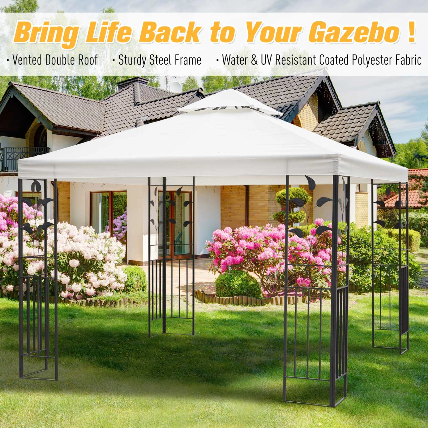 OutSunny 3x3 Garden Gazebo - Cream 4 OutSunny 3x3 Garden Gazebo - Cream - Image 4