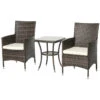 Outsunny Three-Piece Rattan Chair Set, With Cushions - Brown