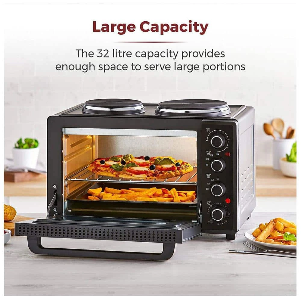 Tower Mini Oven With Hot Plates 32L - Black 2 Tower Mini Oven With Hot Plates 32L - Black - Image 2