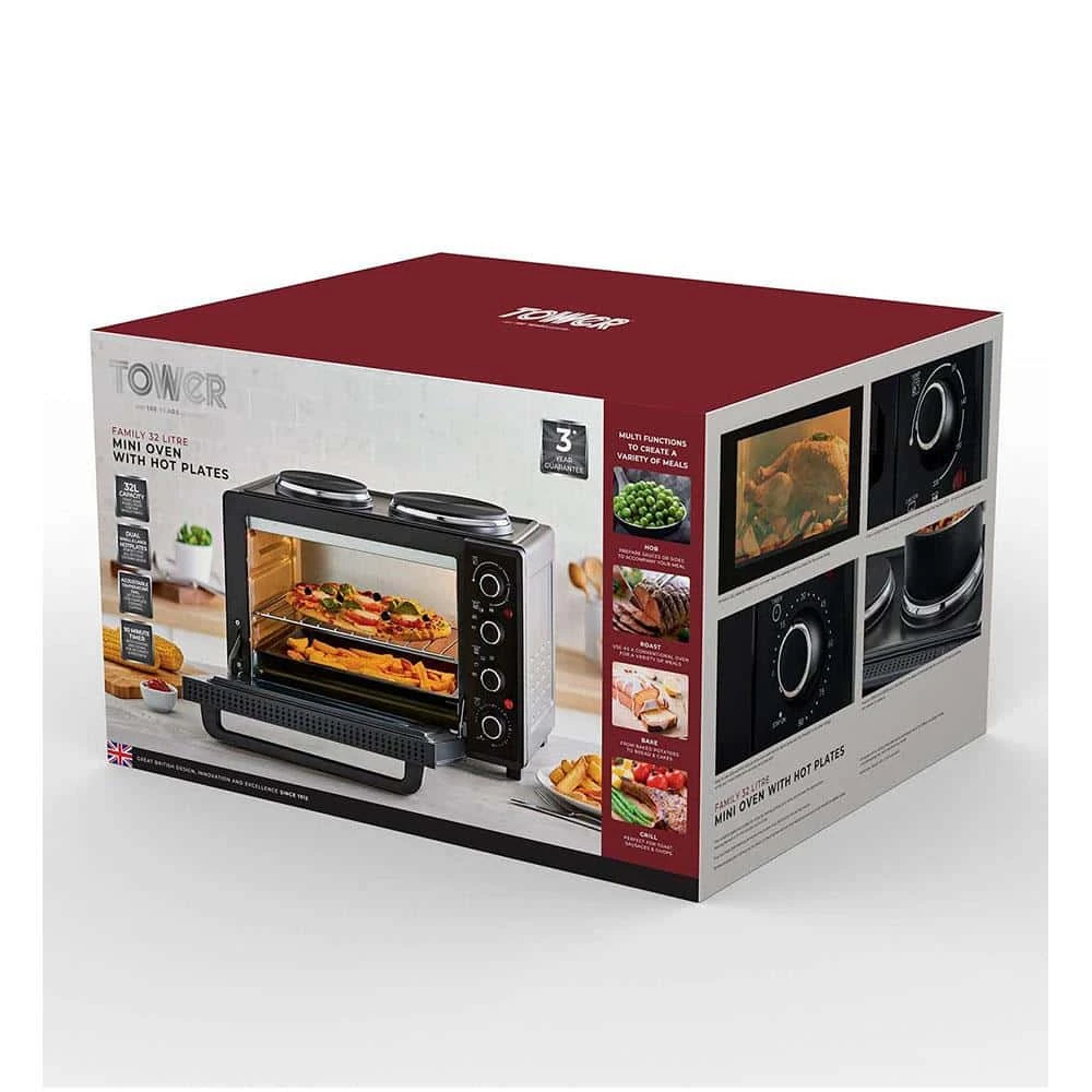 Tower Mini Oven With Hot Plates 32L - Black 7 Tower Mini Oven With Hot Plates 32L - Black - Image 7
