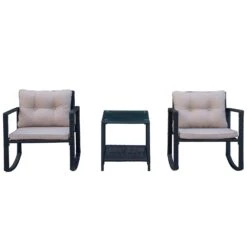 Outsunny Rattan Rocking Chair Set - Black -Home Furnishing Serie Shop jeb9ab17dc18a3d33