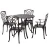 Outsunny Patio Cast Aluminium 5 PCS Dining Table & 4 Chairs Set Outdoor Garden Furniture