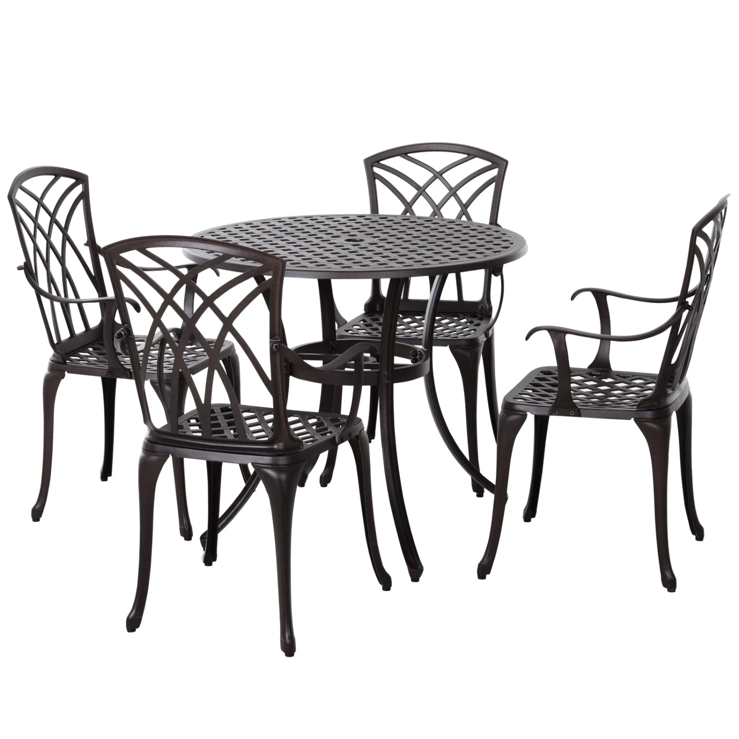 Outsunny Patio Cast Aluminium 5 PCS Dining Table & 4 Chairs Set Outdoor Garden Furniture 1 Outsunny Patio Cast Aluminium 5 PCS Dining Table & 4 Chairs Set Outdoor Garden Furniture
