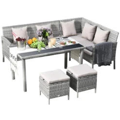 Outsunny Rattan Sofa Set With Coffee Table & Footstools - Grey -Home Furnishing Serie Shop kqsdaa17eecc29656 jpg