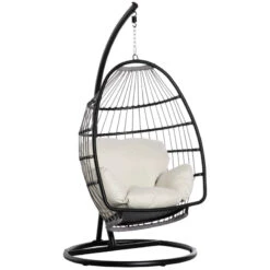 Outsunny Rattan Hanging Egg Chair Black
