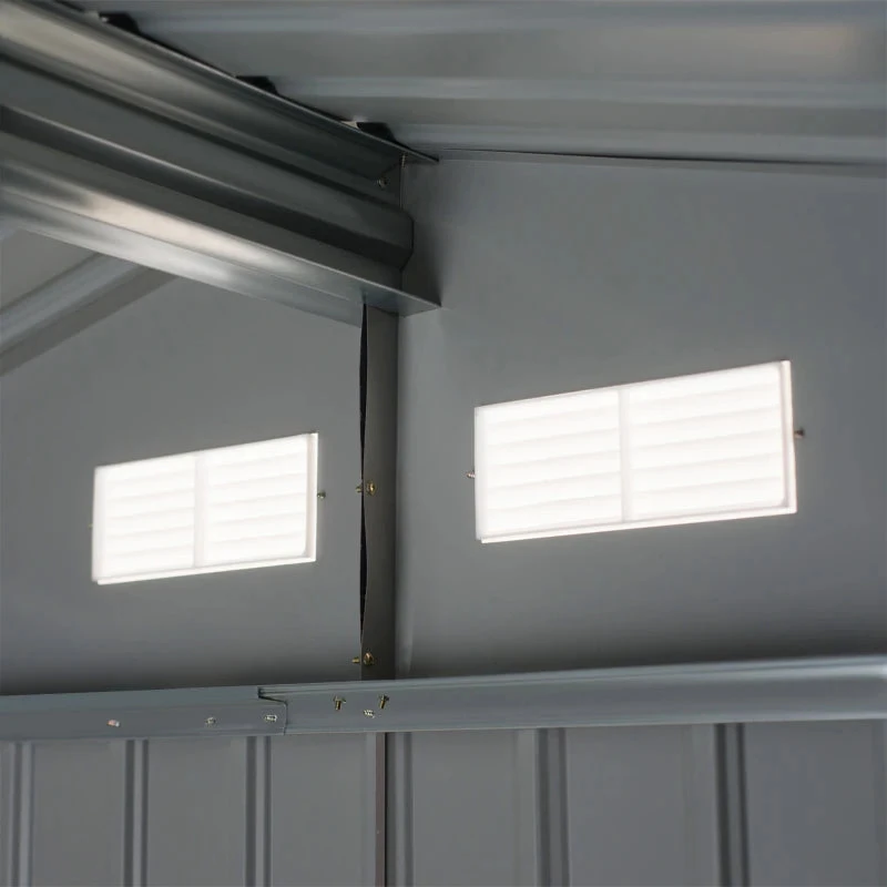 Outsunny Galvanised Metal Garden Shed 9ft X 6ft - Green 8 Outsunny Galvanised Metal Garden Shed 9ft X 6ft - Green - Image 8