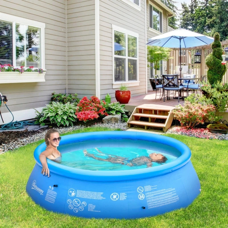 Outsunny Swimming Paddling Pool Round 274cm X 76cm - Blue 2 Outsunny Swimming Paddling Pool Round 274cm X 76cm - Blue - Image 2