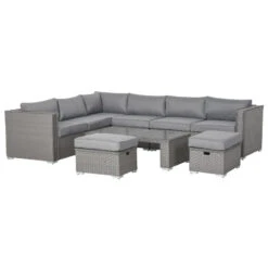 Outsunny Outdoor Rattan Sofa Corner Set 6 Piece - Grey -Home Furnishing Serie Shop l9b98a17eecc28f6f jpg