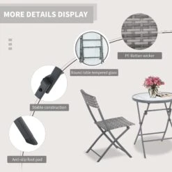 Outsunny Rattan Bistro Set - Grey -Home Furnishing Serie Shop lBxb1017eecc2a4ff