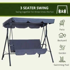 Outsunny Metal Swing Chair 3-Seater - Grey 18 Outsunny Metal Swing Chair 3-Seater - Grey -Home Furnishing Serie Shop lEI7561859a998ba2 jpg