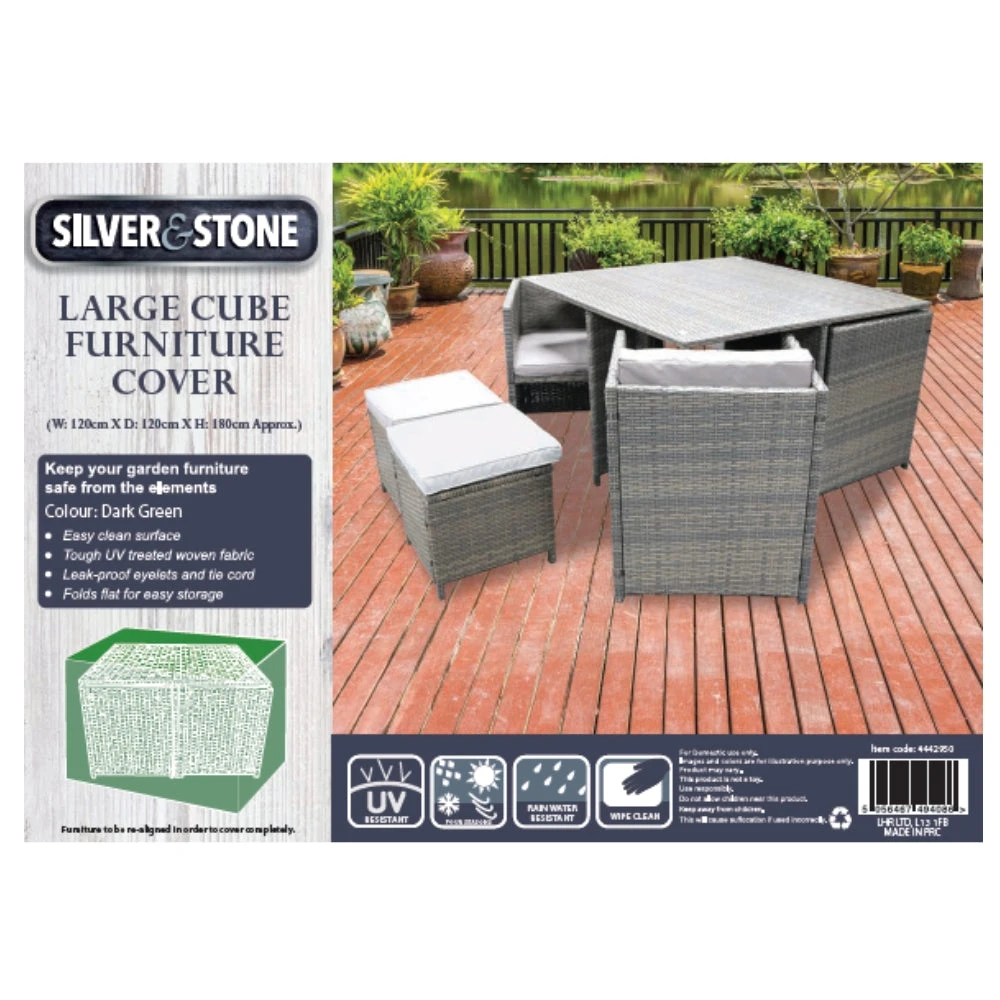 Silver & Stone Outdoor Furniture Cover For Cube Large - Dark Green 2 Silver & Stone Outdoor Furniture Cover For Cube Large - Dark Green - Image 2