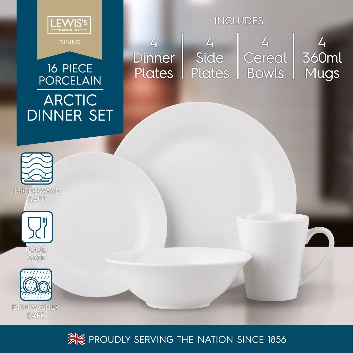 Lewis's 16 Piece Dinner Set - Plain Arctic White 2 Lewis's 16 Piece Dinner Set - Plain Arctic White - Image 2