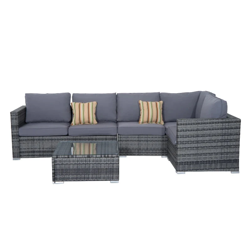 Outsunny Rattan Corner Sofa Set With Coffee Table - Grey 11 Outsunny Rattan Corner Sofa Set With Coffee Table - Grey - Image 11