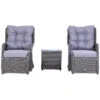 Outsunny Garden Sofa Chair & Stool With Table Set - Grey