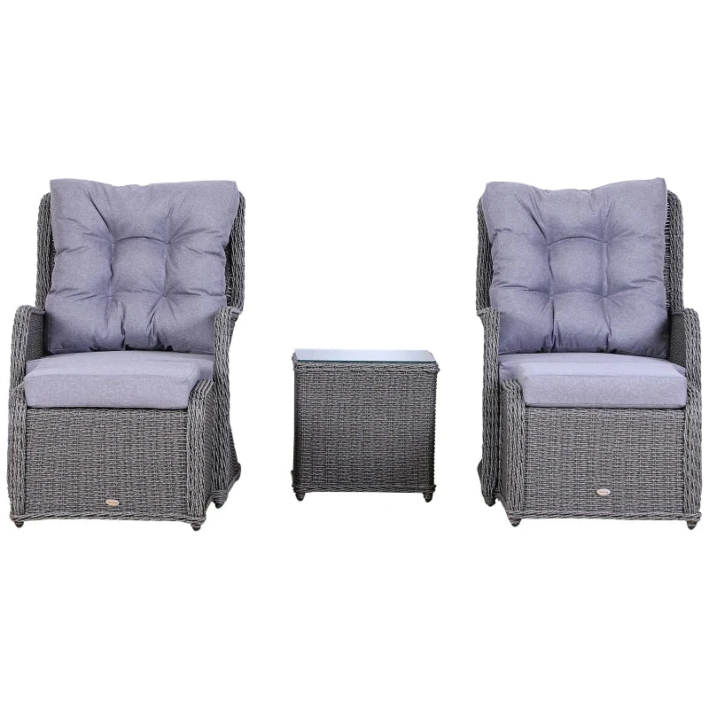 Outsunny Garden Sofa Chair & Stool With Table Set - Grey 1 Outsunny Garden Sofa Chair & Stool With Table Set - Grey