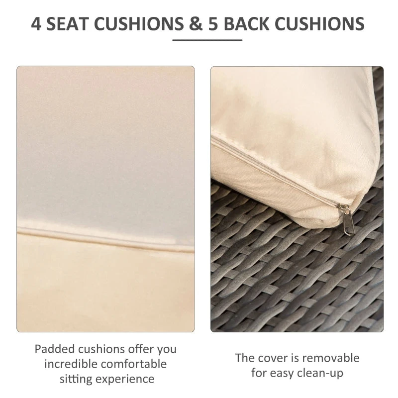 Outsunny Rattan Corner Sofa Set With Coffee Table - Beige 7 Outsunny Rattan Corner Sofa Set With Coffee Table - Beige - Image 7