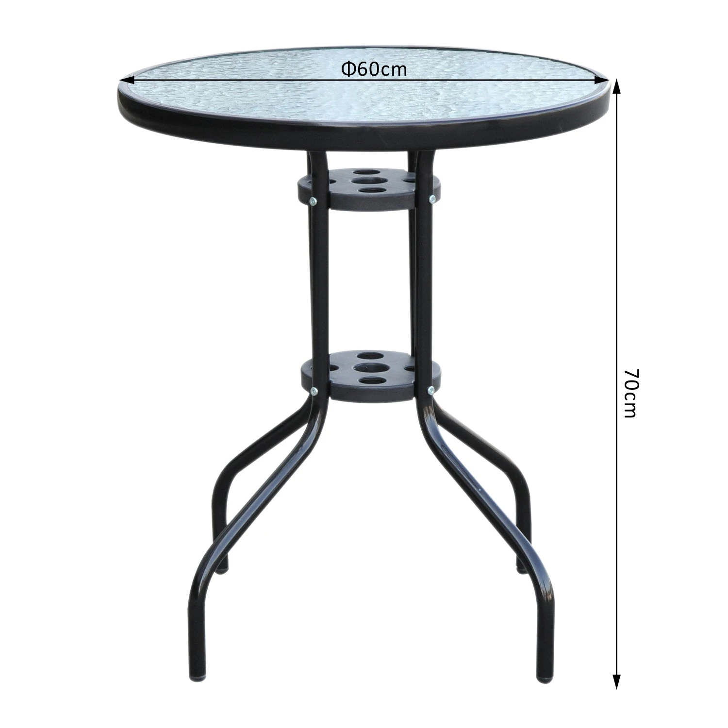 Outsunny Glass Top Patio Table - Black 3 Outsunny Glass Top Patio Table - Black - Image 3