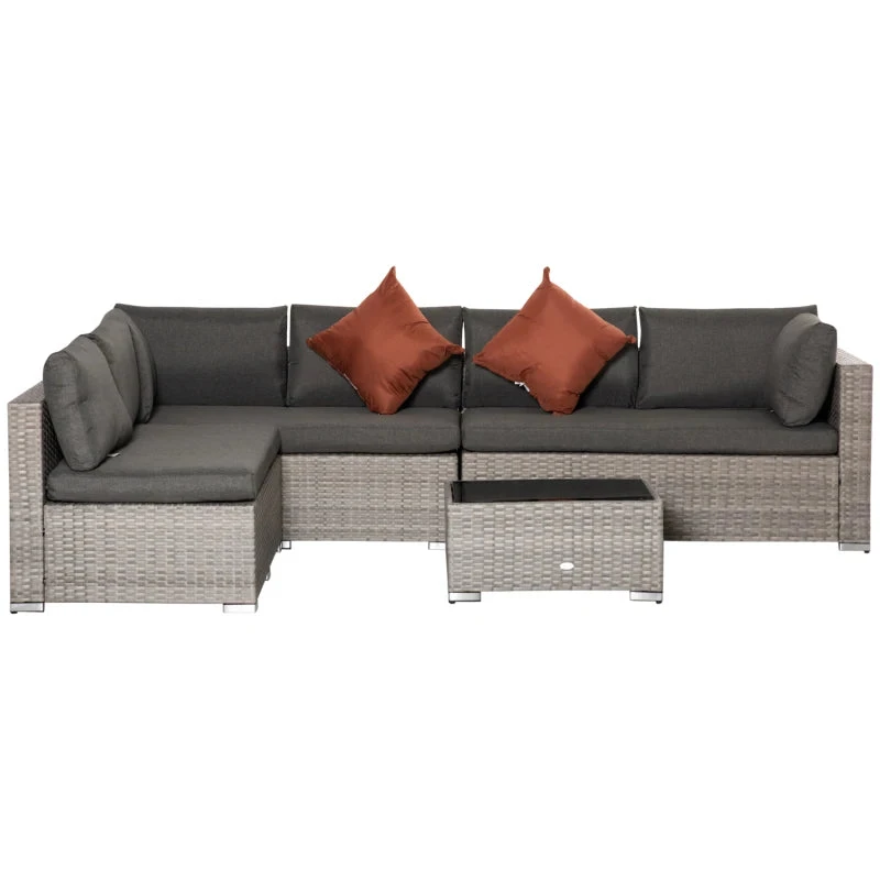Outsunny Rattan Sofa Set 2.7m - Grey 13 Outsunny Rattan Sofa Set 2.7m - Grey - Image 13