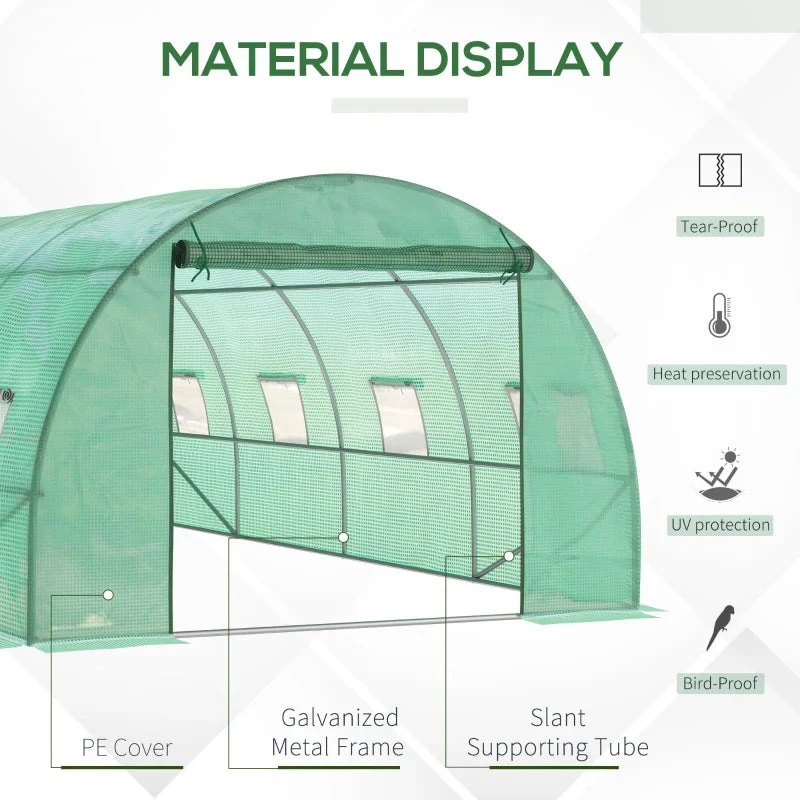 Outsunny Greenhouse Tunnel 6 X 3 M - Green 4 Outsunny Greenhouse Tunnel 6 X 3 M - Green - Image 4