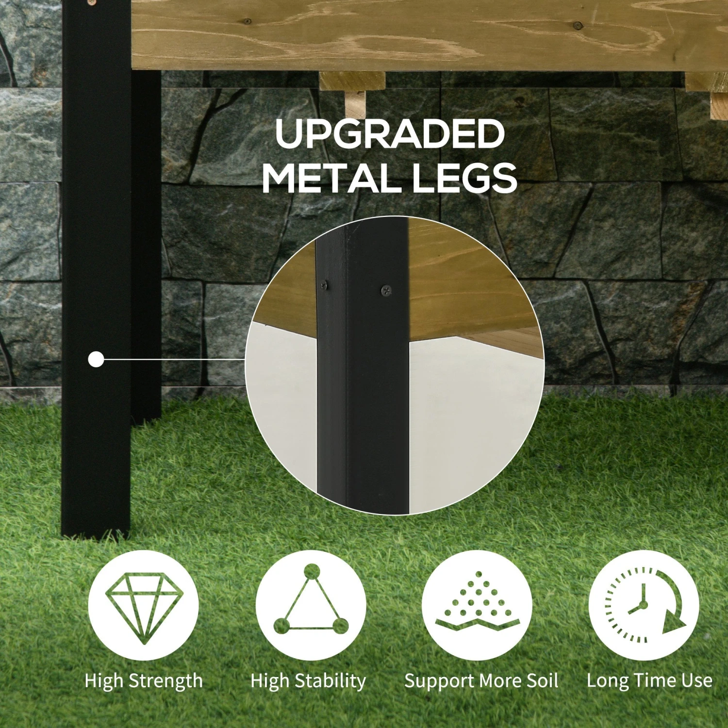 Outsunny Raised Garden Bed Elevated Wood Planter Box 4 Outsunny Raised Garden Bed Elevated Wood Planter Box - Image 4