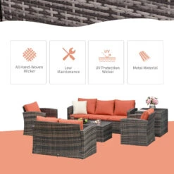Outsunny Rattan Sofa Set Furniture With Storage - Brown -Home Furnishing Serie Shop nksa0917eecc28f16 jpg