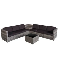 Outsunny Patio Rattan Sofa Set 6 Seater - Grey -Home Furnishing Serie Shop qI2daa17fb1c31dbc jpg