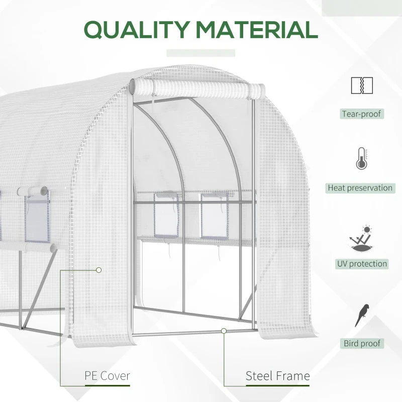 Outsunny Greenhouse Polytunnel 3x2x2m - White 4 Outsunny Greenhouse Polytunnel 3x2x2m - White - Image 4