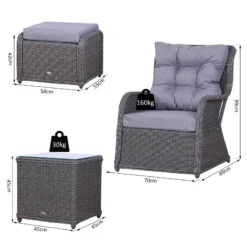 Outsunny Garden Sofa Chair & Stool With Table Set - Grey 14 Outsunny Garden Sofa Chair & Stool With Table Set - Grey -Home Furnishing Serie Shop qsQa1217eecc2916a jpg