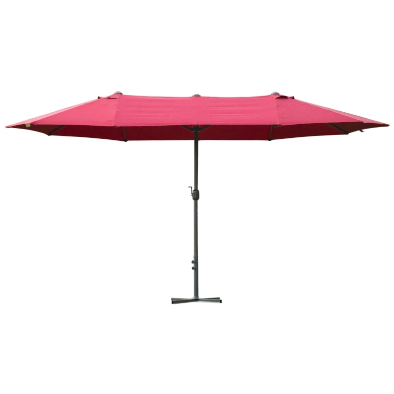 Oasis 4.6 M Double Sided Umbrella Parasol With Cross Base - Red 1 Oasis 4.6 M Double Sided Umbrella Parasol With Cross Base - Red