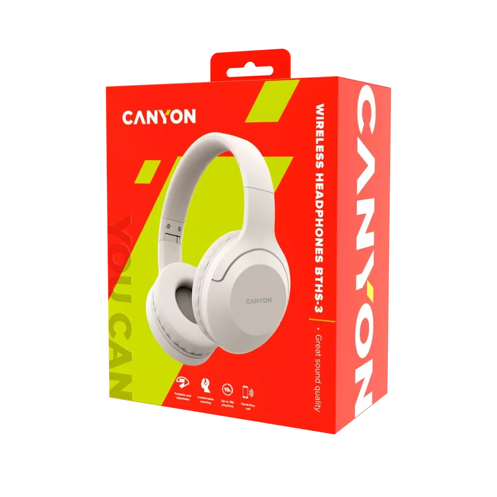 Canyon Wireless Bluetooth Headphones - Beige 5 Canyon Wireless Bluetooth Headphones - Beige - Image 5