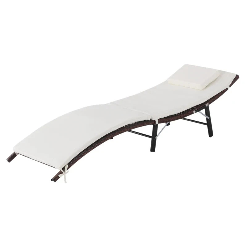 Outsunny Rattan Single Lounger - 1 Outsunny Rattan Single Lounger -
