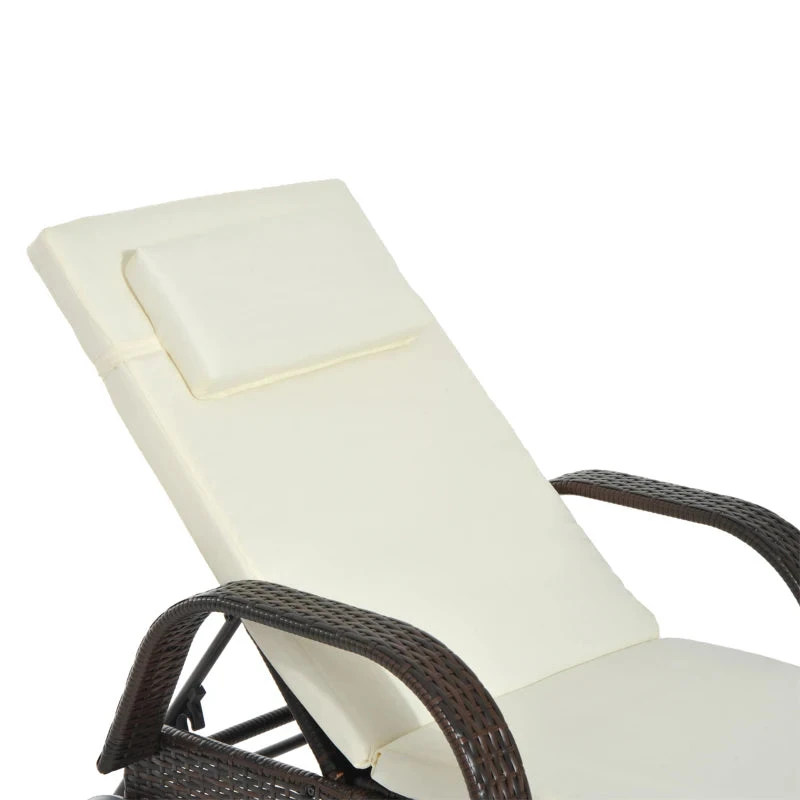 Outsunny Rattan Sun Lounger - Brown 10 Outsunny Rattan Sun Lounger - Brown - Image 10