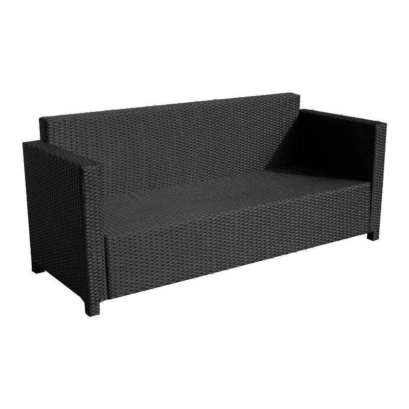 Outsunny Rattan Sofa 3 Seater - Black 12 Outsunny Rattan Sofa 3 Seater - Black - Image 12