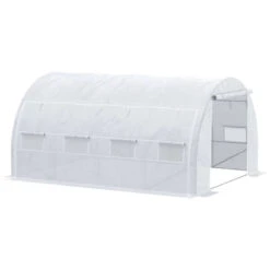Outsunny Greenhouse Polytunnel 4x3x2m - White