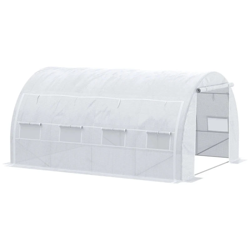 Outsunny Greenhouse Polytunnel 4x3x2m - White 1 Outsunny Greenhouse Polytunnel 4x3x2m - White