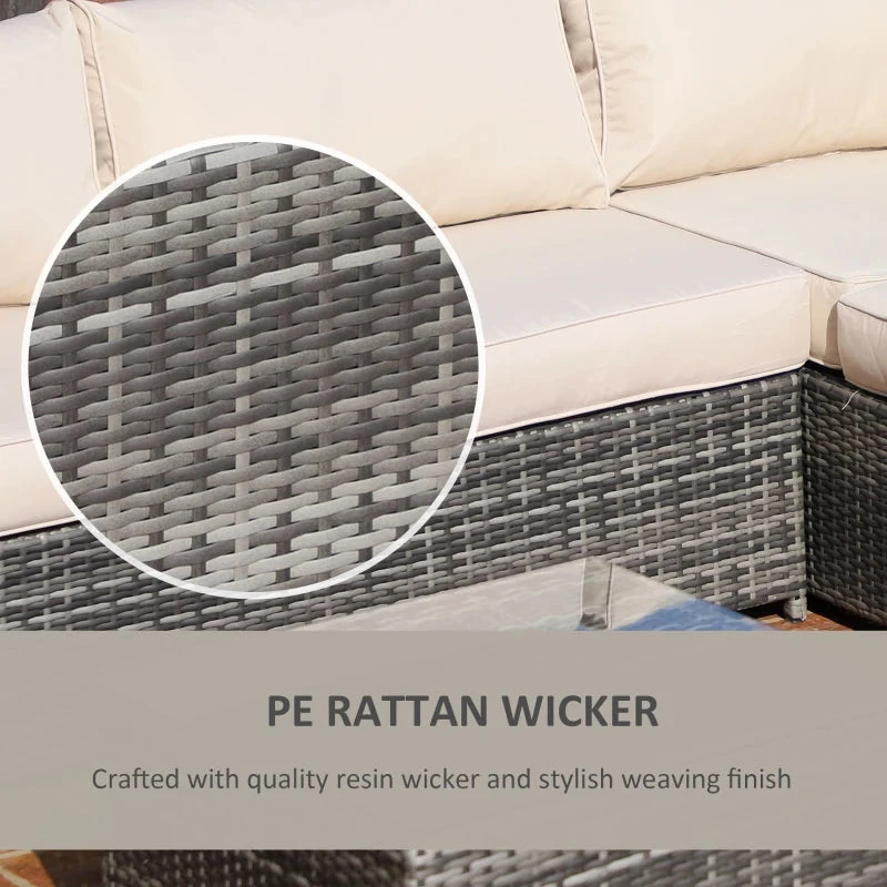 Outsunny Rattan Corner Sofa Set With Coffee Table - Beige 5 Outsunny Rattan Corner Sofa Set With Coffee Table - Beige - Image 5