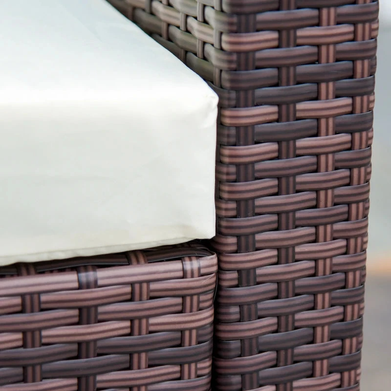 Outsunny Rattan Sofa Set With Chez Lounge And Coffee Table - Brown 7 Outsunny Rattan Sofa Set With Chez Lounge And Coffee Table - Brown - Image 7