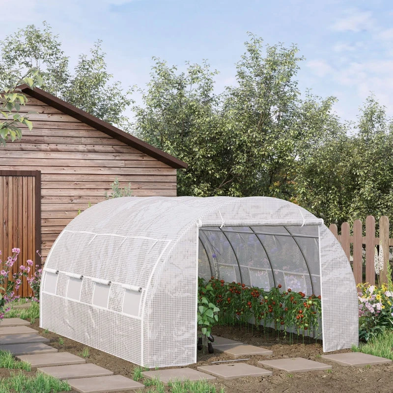Outsunny Greenhouse Polytunnel 4x3x2m - White 10 Outsunny Greenhouse Polytunnel 4x3x2m - White - Image 10