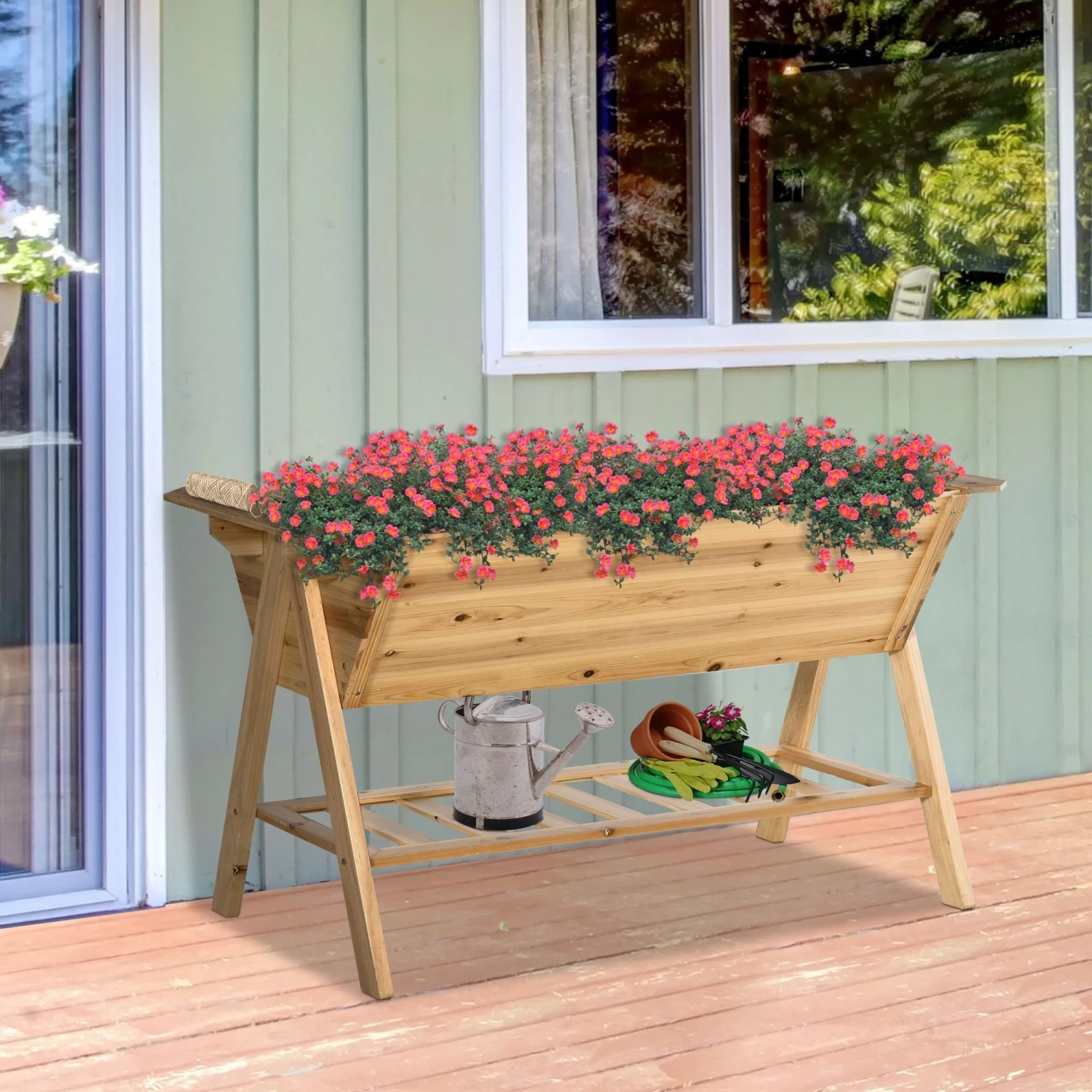 Outsunny Wooden Planter Garden Raised Bed 9 Outsunny Wooden Planter Garden Raised Bed - Image 9