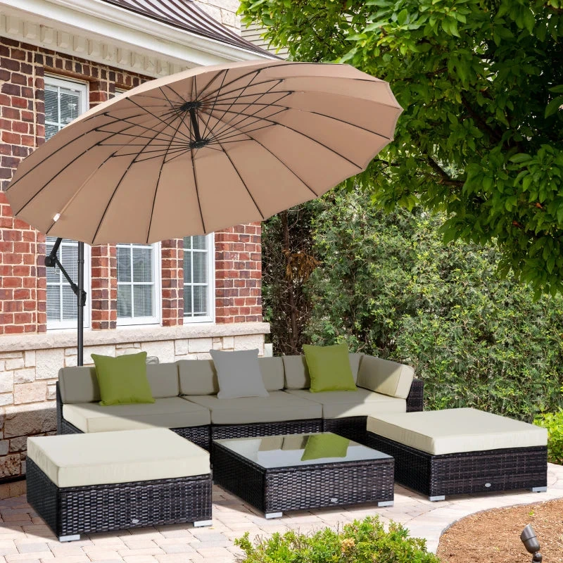 Outsunny 6 PC Rattan Sofa Coffee Table Set Sectional Wicker Weave Furniture For Garden Outdoor Conservatory W/ Pillow Cushion- Brown 2 Outsunny 6 PC Rattan Sofa Coffee Table Set Sectional Wicker Weave Furniture For Garden Outdoor Conservatory W/ Pillow Cushion- Brown - Image 2
