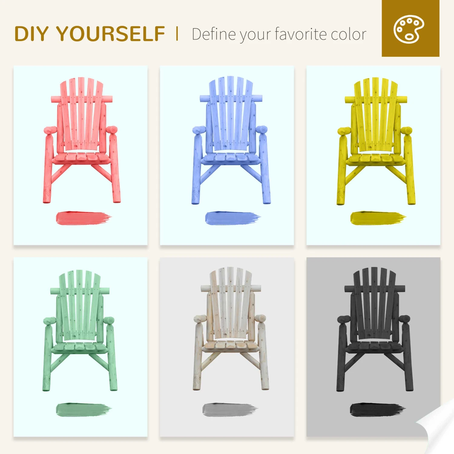Outsunny Adirondack Chair -Natural Wood 6 Outsunny Adirondack Chair -Natural Wood - Image 6