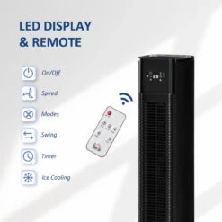 HOMCOM 42" Portable Air Cooler, Humidifier Evaporative Ice Cooling Fan Water Conditioner Unit With 3 Modes, 3 Speed, Remote Controller, Timer, Oscillating For Home Quiet Bedroom, Black -Home Furnishing Serie Shop ucv3d617fb5e7f945 jpg