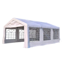 Outsunny Gazebo Marquee Party Tent Wedding Canopy Steel Frame Water Resistant Size 6x4 M-White