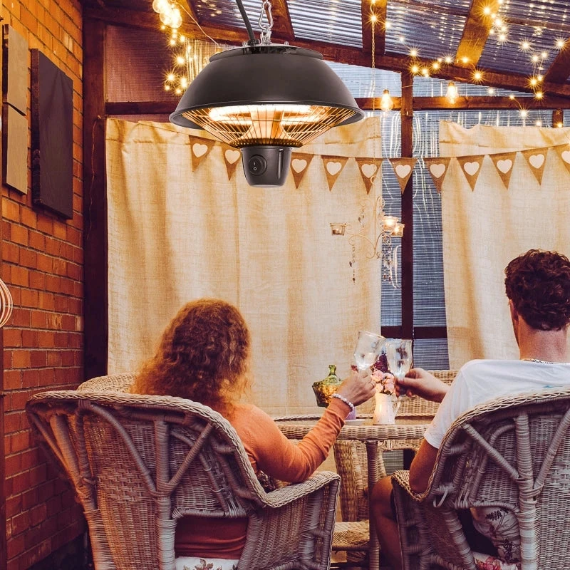 Outsunny Hanging Electric Outdoor Patio Heater 600W - Black 10 Outsunny Hanging Electric Outdoor Patio Heater 600W - Black - Image 10