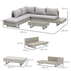 Outsunny Rattan Wicker Corner Sofa Set - Light Grey -Home Furnishing Serie Shop vRc4d81821a22d00a jpg