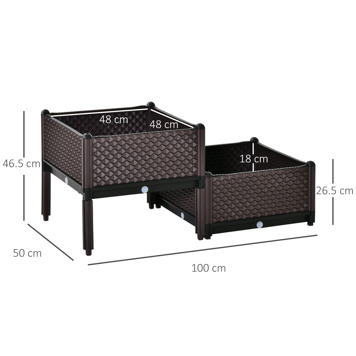 Outsunny 2-Piece Raised Garden Bed Planter Box Brown 3 Outsunny 2-Piece Raised Garden Bed Planter Box Brown - Image 3