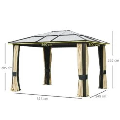 Outsunny 3 X 3.6(m) Hardtop Gazebo Canopy With Polycarbonate Roof And Aluminium Frame, Garden Pavilion With Mosquito Netting And Curtains, Brown -Home Furnishing Serie Shop w6j3bb17dc41d6a15